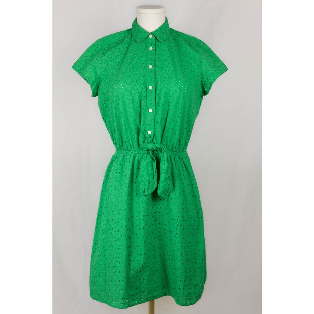 J. Crew Mercantile XS Dress Eyelet Mini Elastic Waist Green